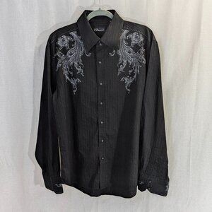 7 Diamonds Size XXL Black and Gray Western Style Button Down
